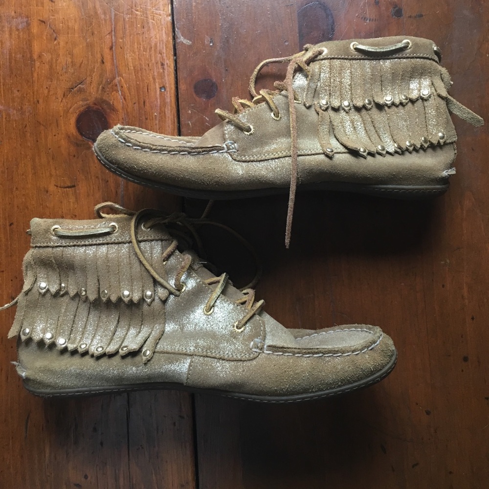 Metallic Gold Sperry Brand Moccasins